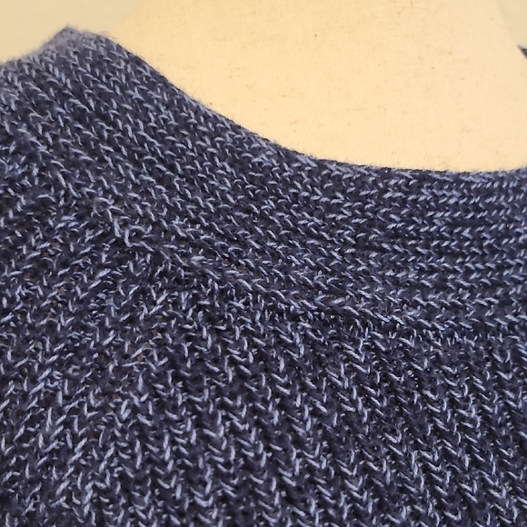 Lord & Taylor Blue Crew Neck Sweater with Ribbed Details - Picture 4 of 4